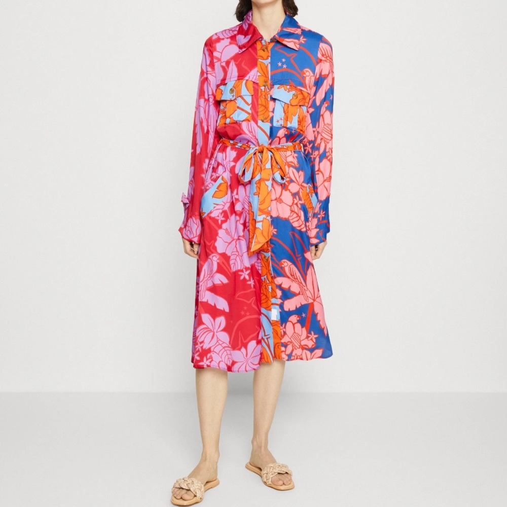 NWT Farm Rio MIXED LIVING NATURE Shirt Dress